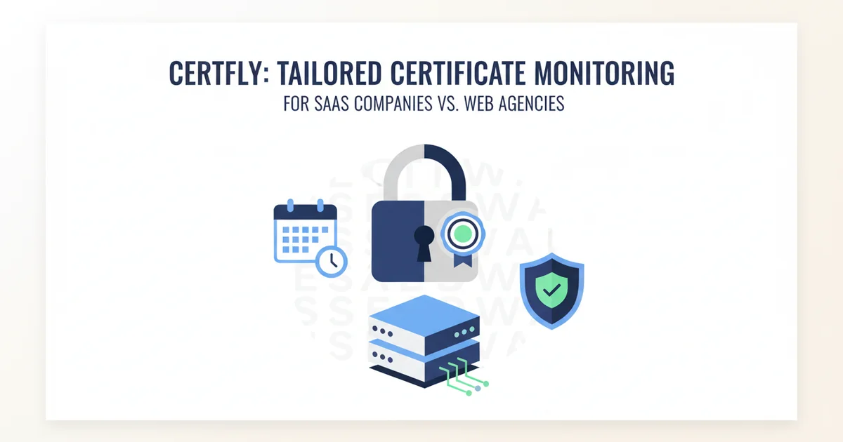Certfly for SaaS Companies vs. Web Agencies: Tailored Certificate Monitoring for Your Stack — illustration